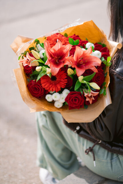 Sunflower lily bouquet
